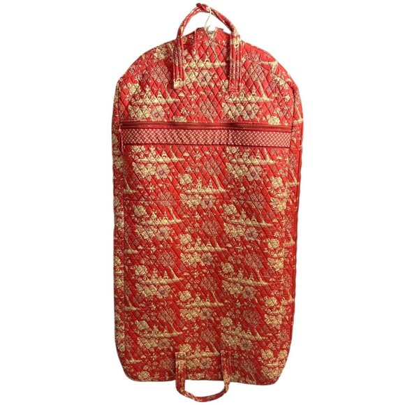 Vintage Country Provencal Asian Print Quilted Cotton Garment Bag Red 25" x 48" - Picture 1 of 11
